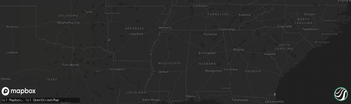 Hail map in Georgia on October 4, 2012