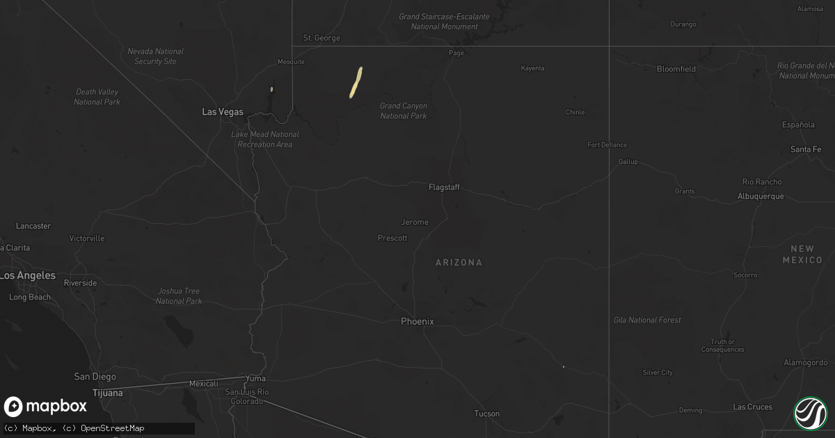 Hail map in Arizona on October 4, 2015