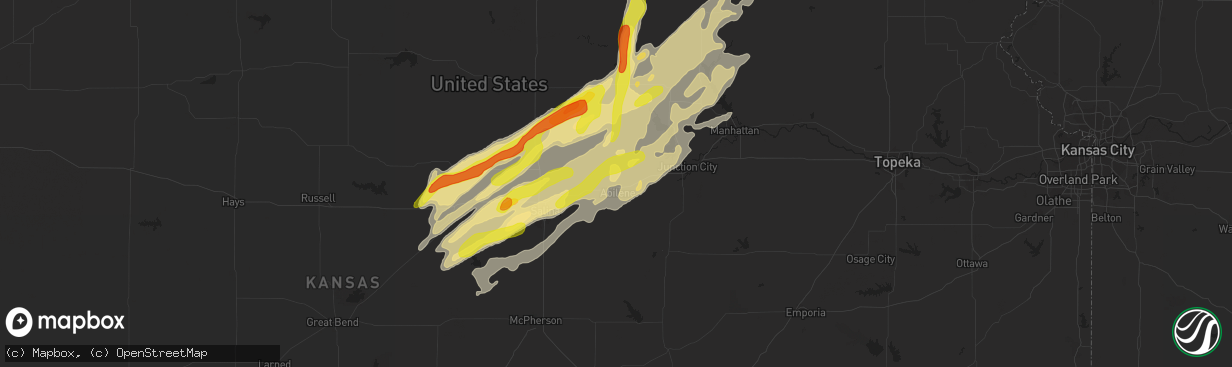 Hail map in Abilene, KS on October 4, 2016