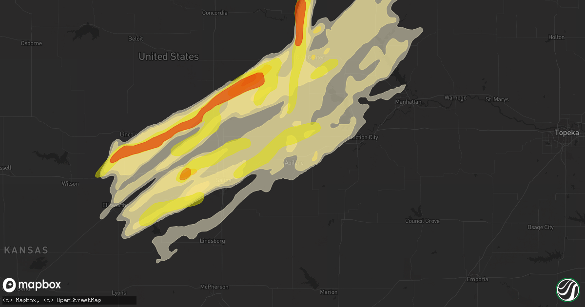 Hail map in Abilene, KS on October 4, 2016