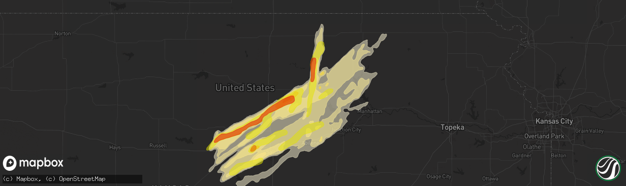 Hail map in Clay Center, KS on October 4, 2016