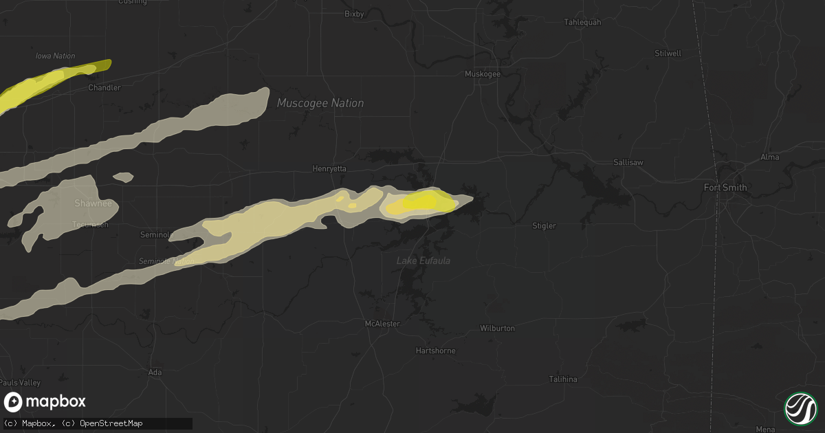 Hail map in Eufaula, OK on October 4, 2016
