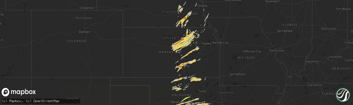 Hail map in Kansas on October 4, 2016