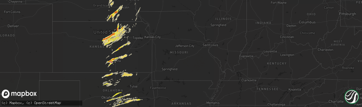 Hail map in Missouri on October 4, 2016