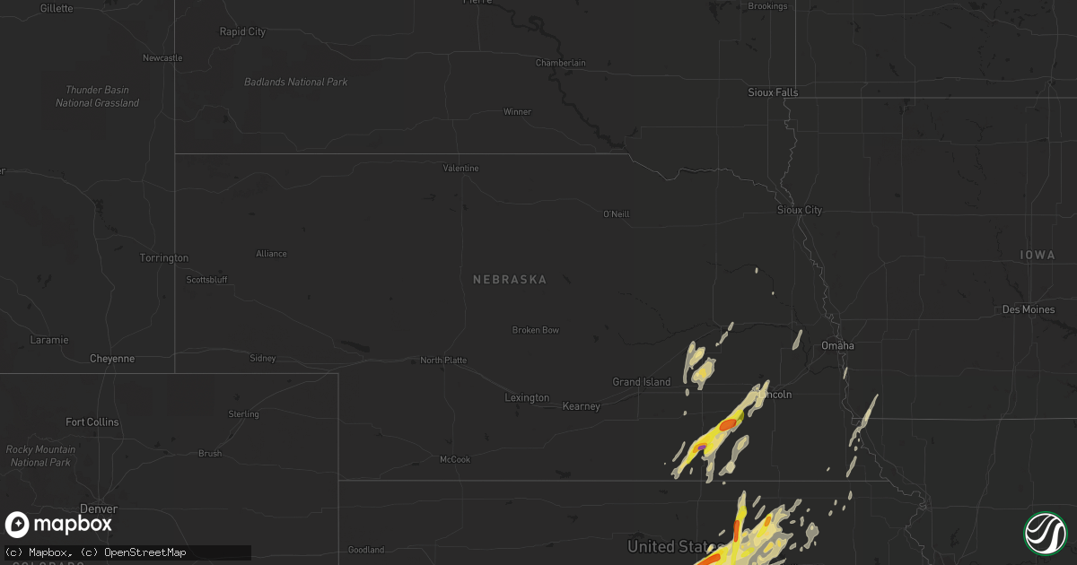 Hail map in Nebraska on October 4, 2016