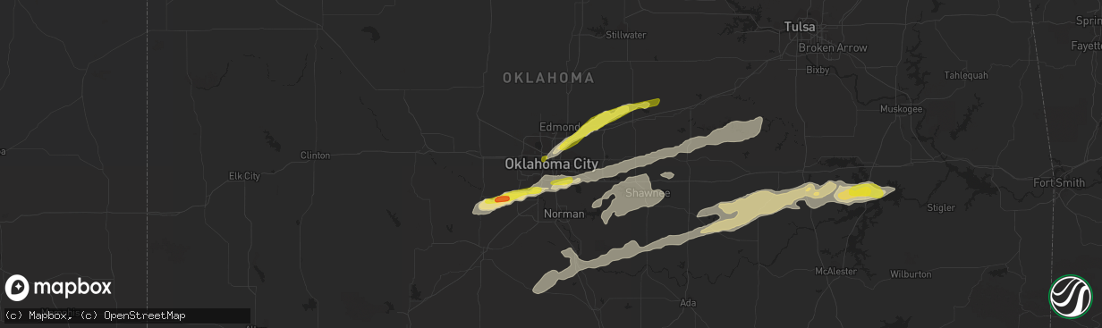 Hail map in Oklahoma City, OK on October 4, 2016