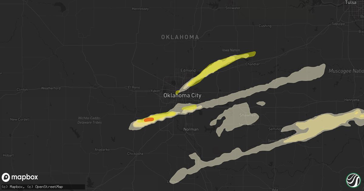Hail map in Oklahoma City, OK on October 4, 2016