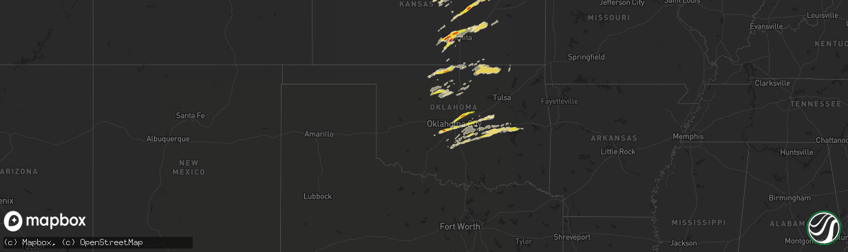 Hail map in Oklahoma on October 4, 2016