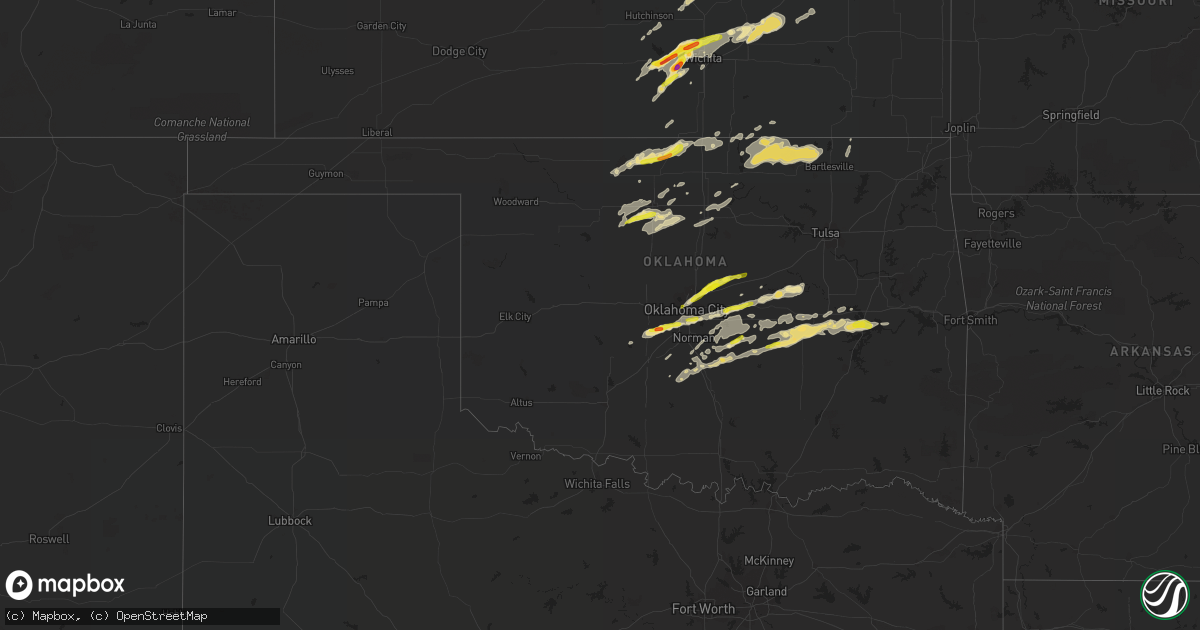 Hail map in Oklahoma on October 4, 2016