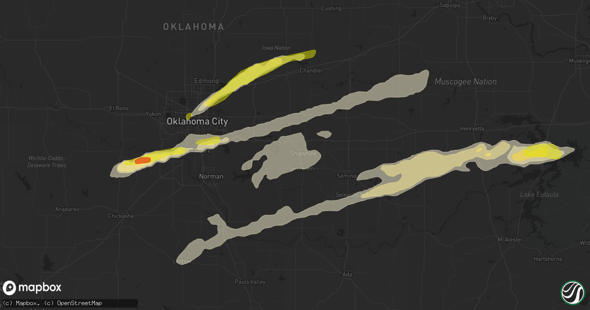 Hail map in Shawnee, OK on October 4, 2016