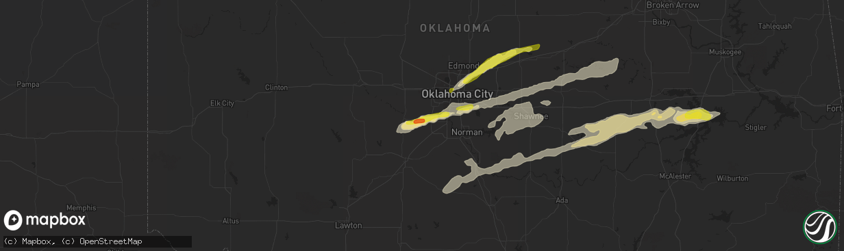 Hail map in Tuttle, OK on October 4, 2016