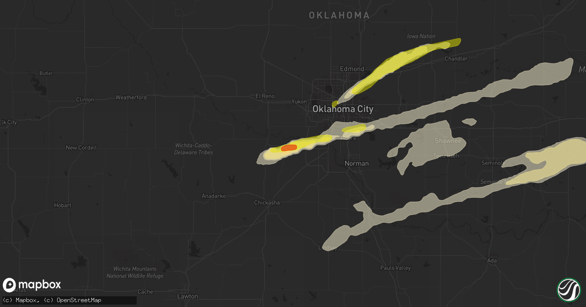 Hail map in Tuttle, OK on October 4, 2016