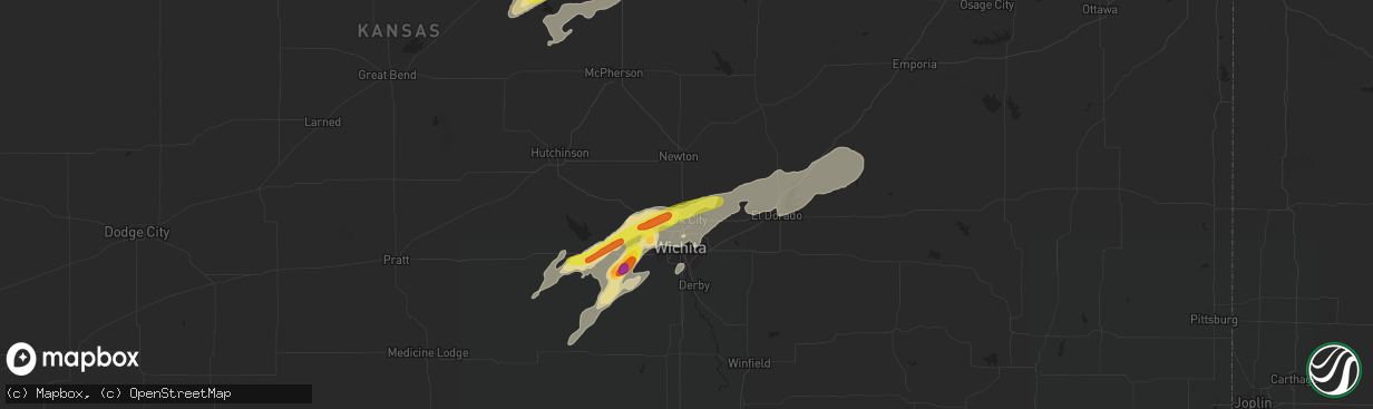 Hail map in Valley Center, KS on October 4, 2016