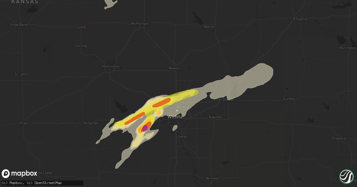 Hail map in Valley Center, KS on October 4, 2016