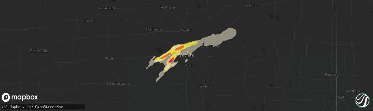 Hail map in Wichita, KS on October 4, 2016