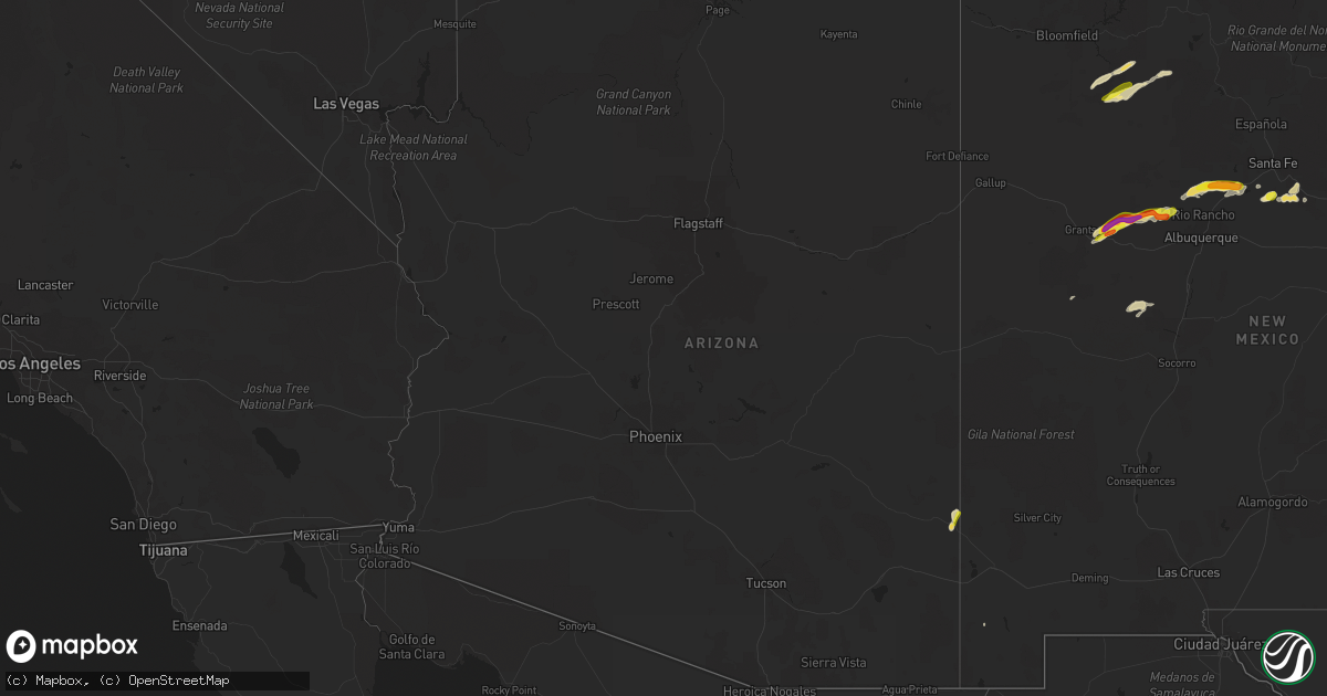 Hail map in Arizona on October 4, 2017