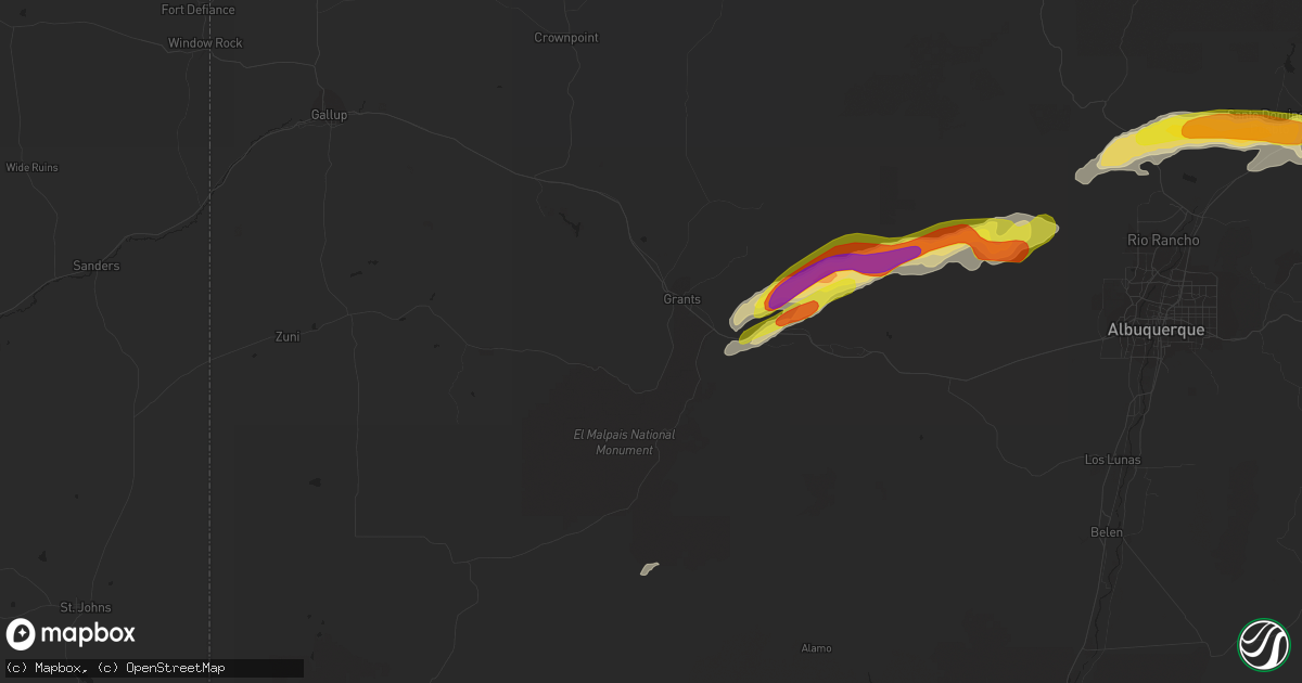 Hail map in Grants, NM on October 4, 2017
