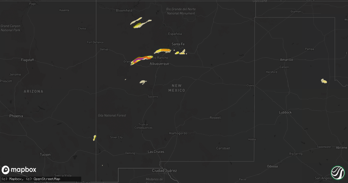 Hail map in New Mexico on October 4, 2017
