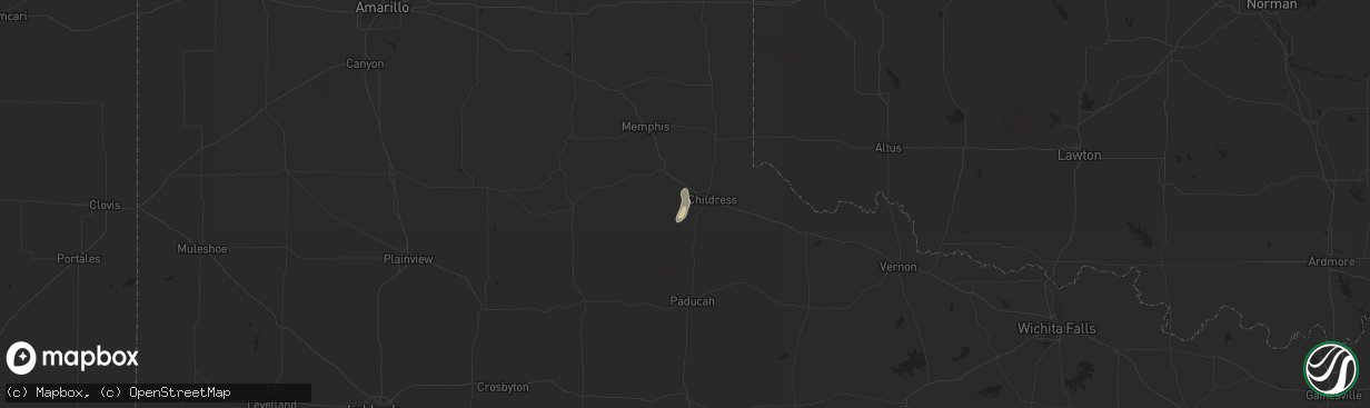 Hail map in Childress, TX on October 4, 2018