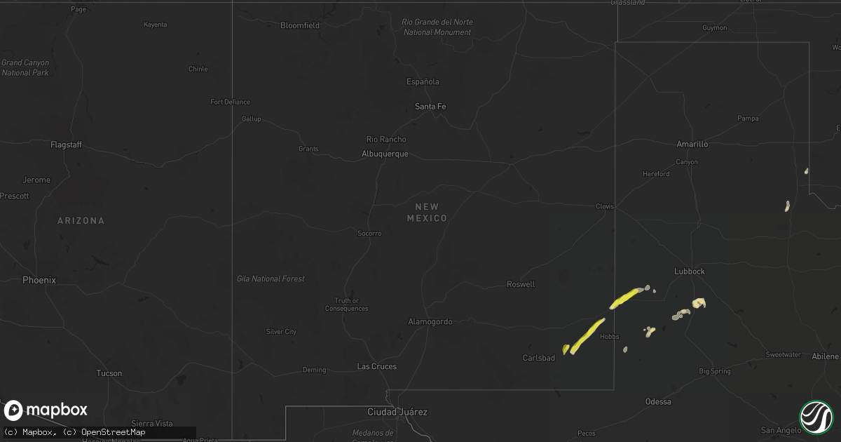 Hail map in New Mexico on October 4, 2018