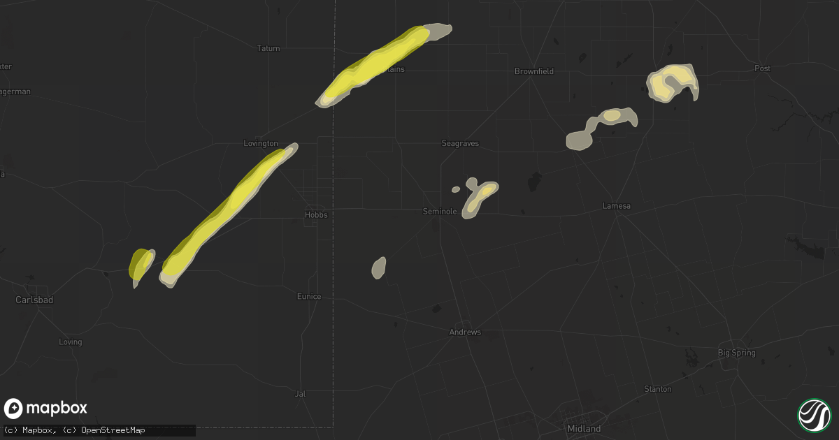 Hail map in Seminole, TX on October 4, 2018