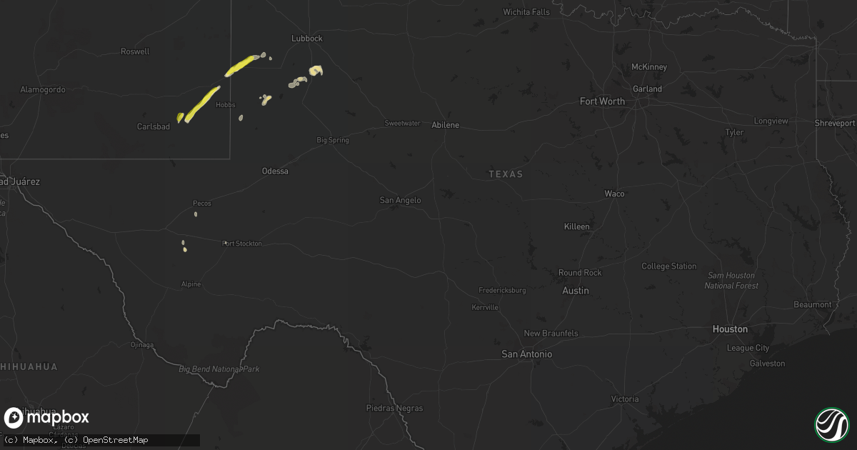 Hail map in Texas on October 4, 2018