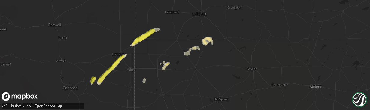 Hail map in Welch, TX on October 4, 2018