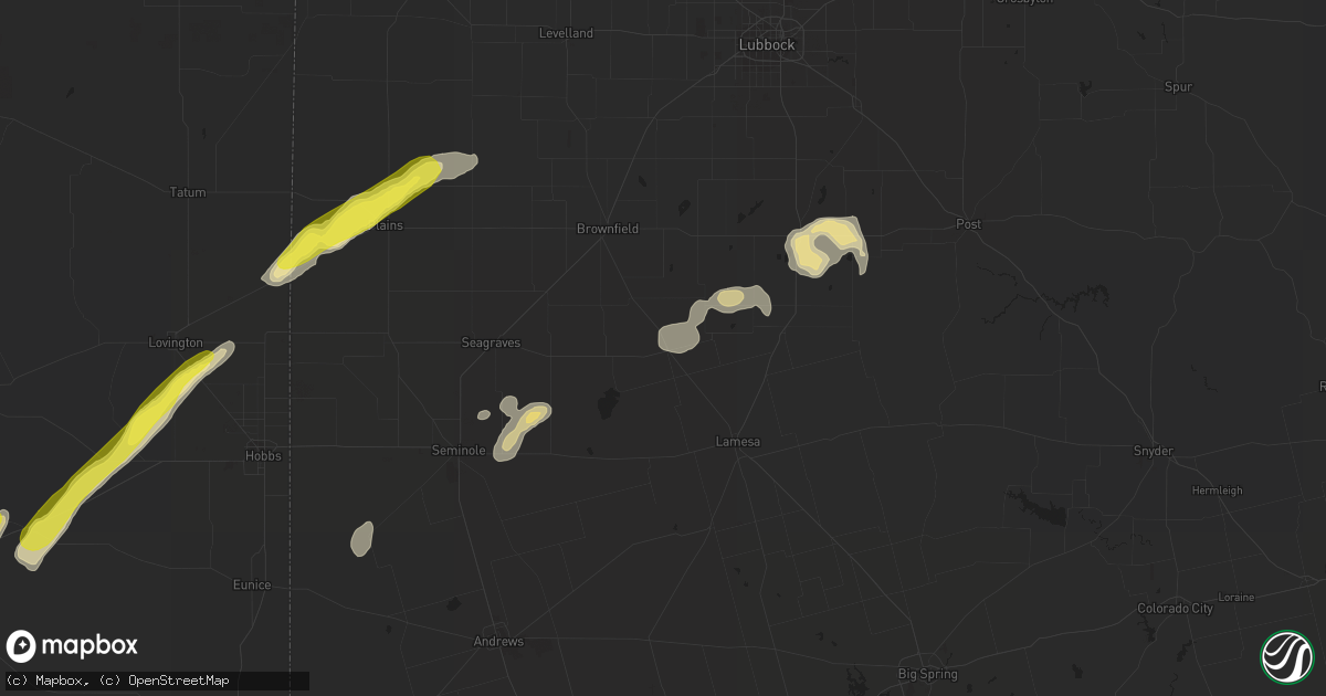 Hail map in Welch, TX on October 4, 2018