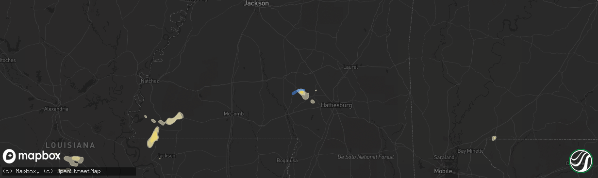 Hail map in Bassfield, MS on October 4, 2019