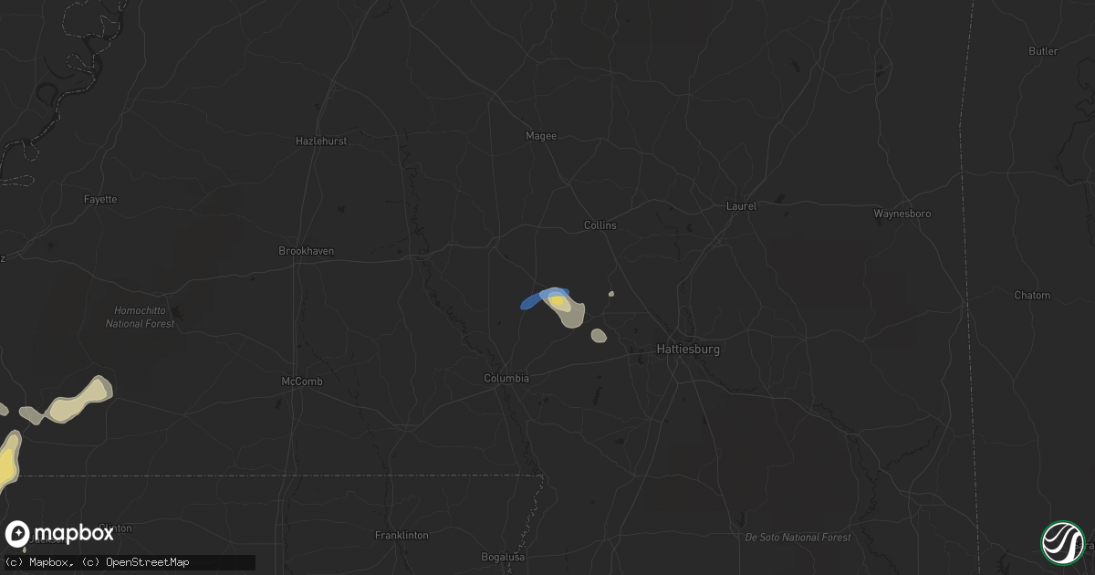 Hail map in Bassfield, MS on October 4, 2019