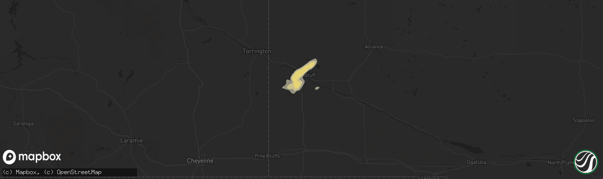 Hail map in Gering, NE on October 4, 2019