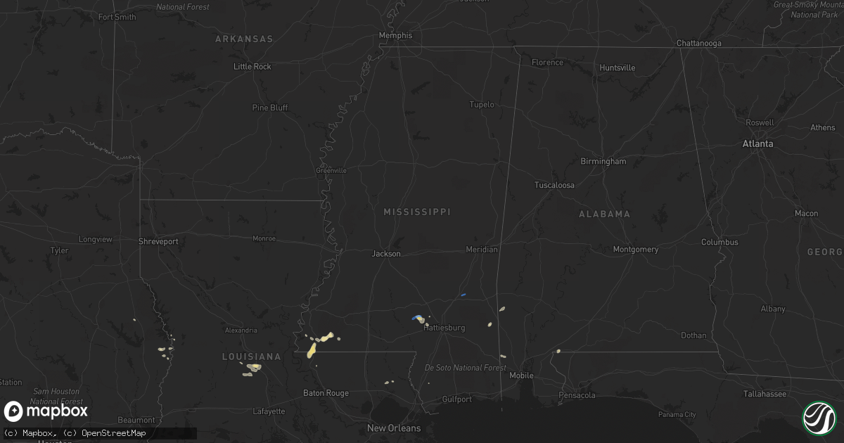 Hail map in Mississippi on October 4, 2019