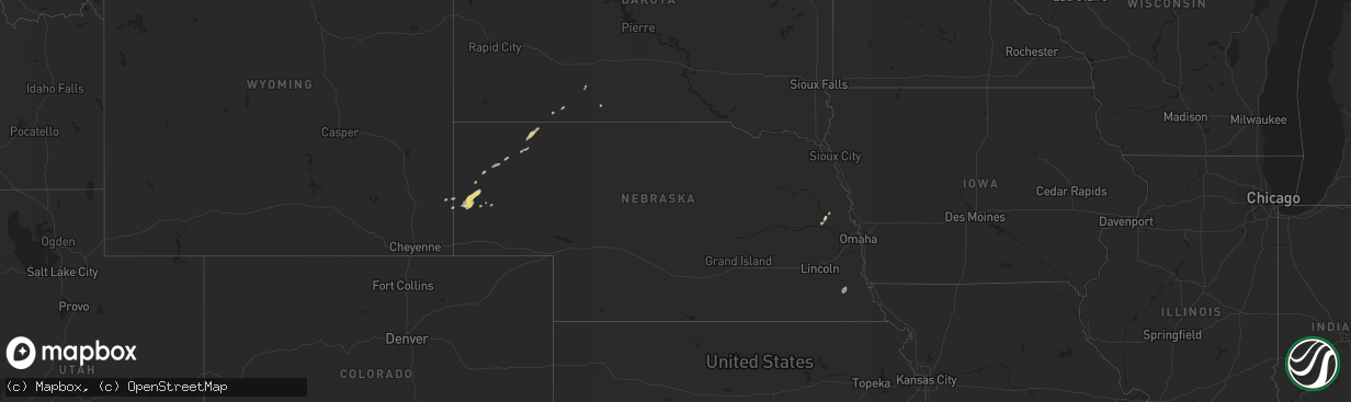 Hail map in Nebraska on October 4, 2019