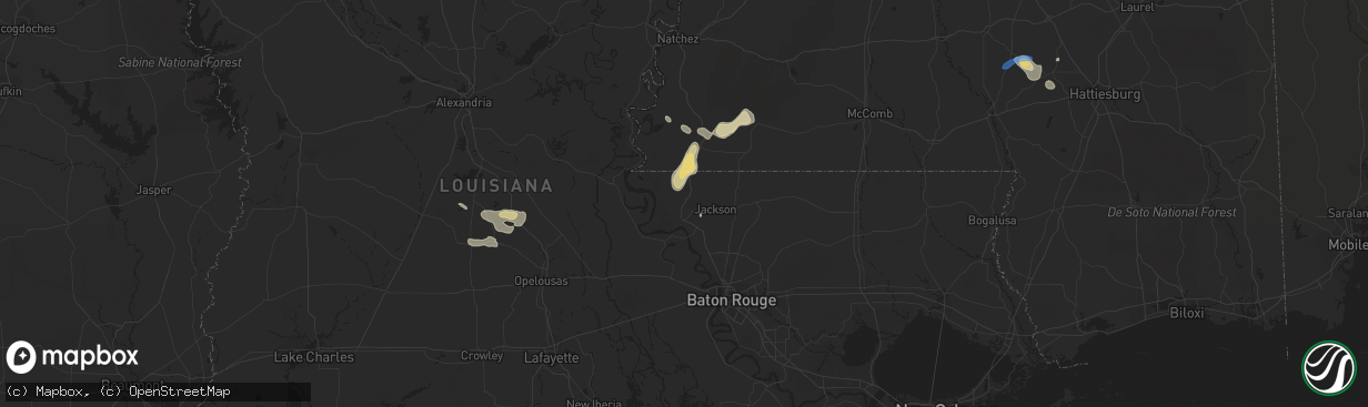 Hail map in Saint Francisville, LA on October 4, 2019