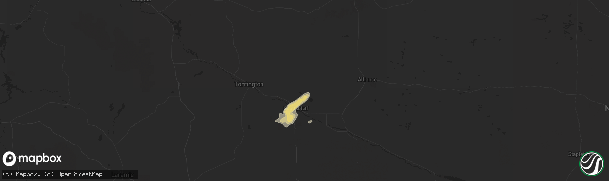 Hail map in Scottsbluff, NE on October 4, 2019