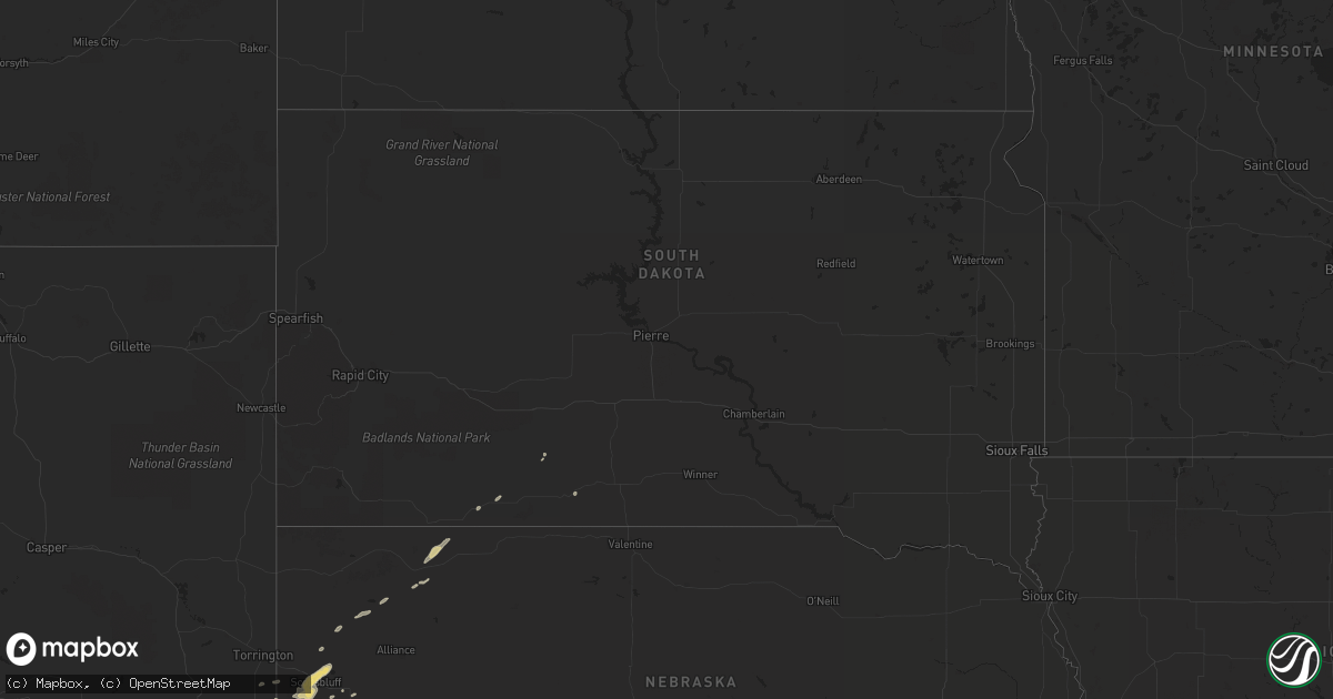 Hail map in South Dakota on October 4, 2019