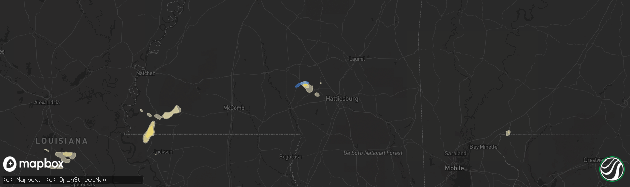 Hail map in Sumrall, MS on October 4, 2019