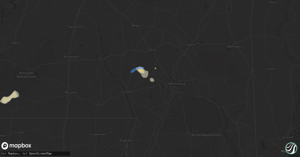 Hail map in Sumrall, MS on October 4, 2019