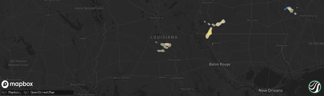 Hail map in Ville Platte, LA on October 4, 2019