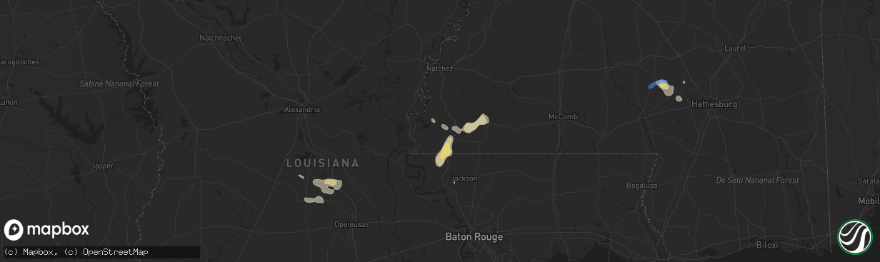 Hail map in Woodville, MS on October 4, 2019