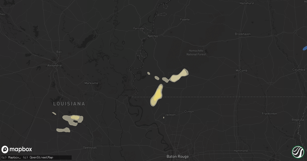 Hail map in Woodville, MS on October 4, 2019