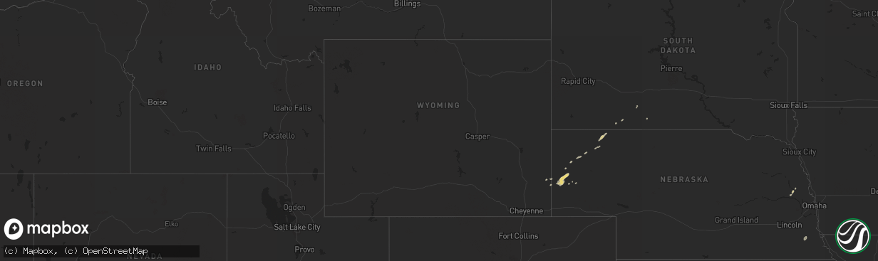 Hail map in Wyoming on October 4, 2019