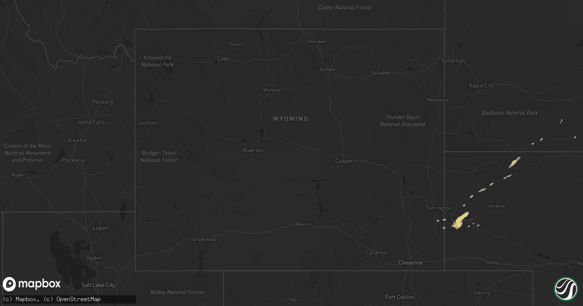 Hail map in Wyoming on October 4, 2019