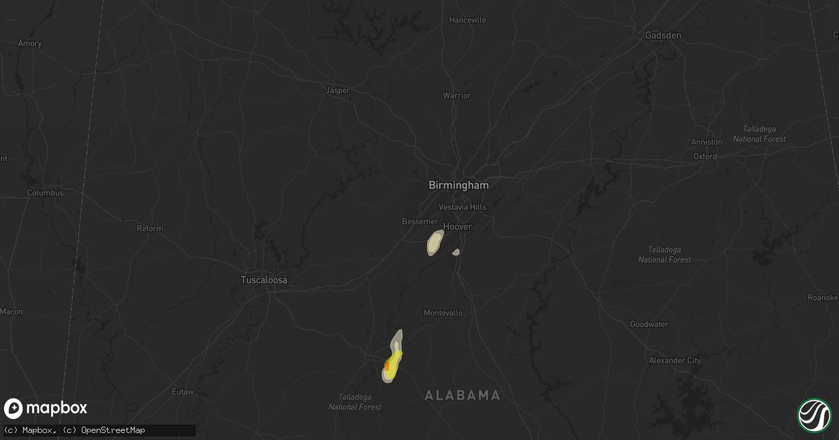 Hail map in Bessemer, AL on October 4, 2021