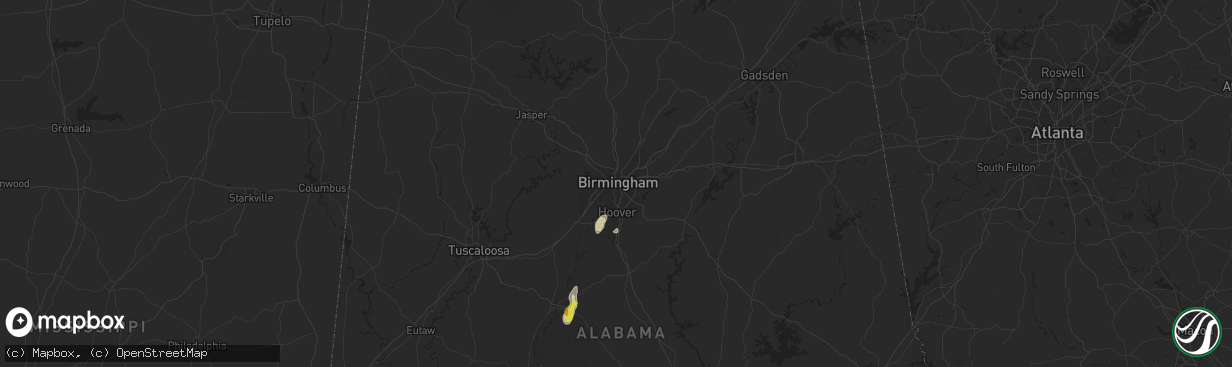 Hail map in Birmingham, AL on October 4, 2021