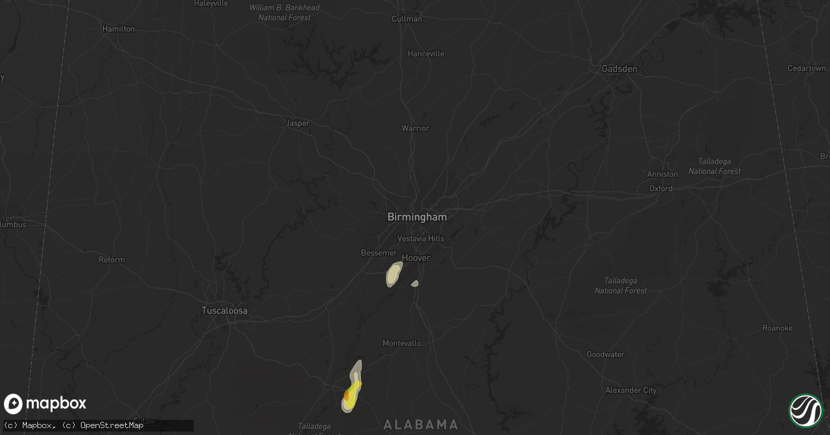 Hail map in Birmingham, AL on October 4, 2021