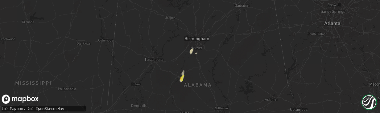 Hail map in Helena, AL on October 4, 2021