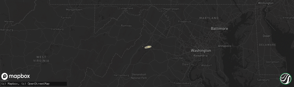 Hail map in Middletown, VA on October 4, 2021