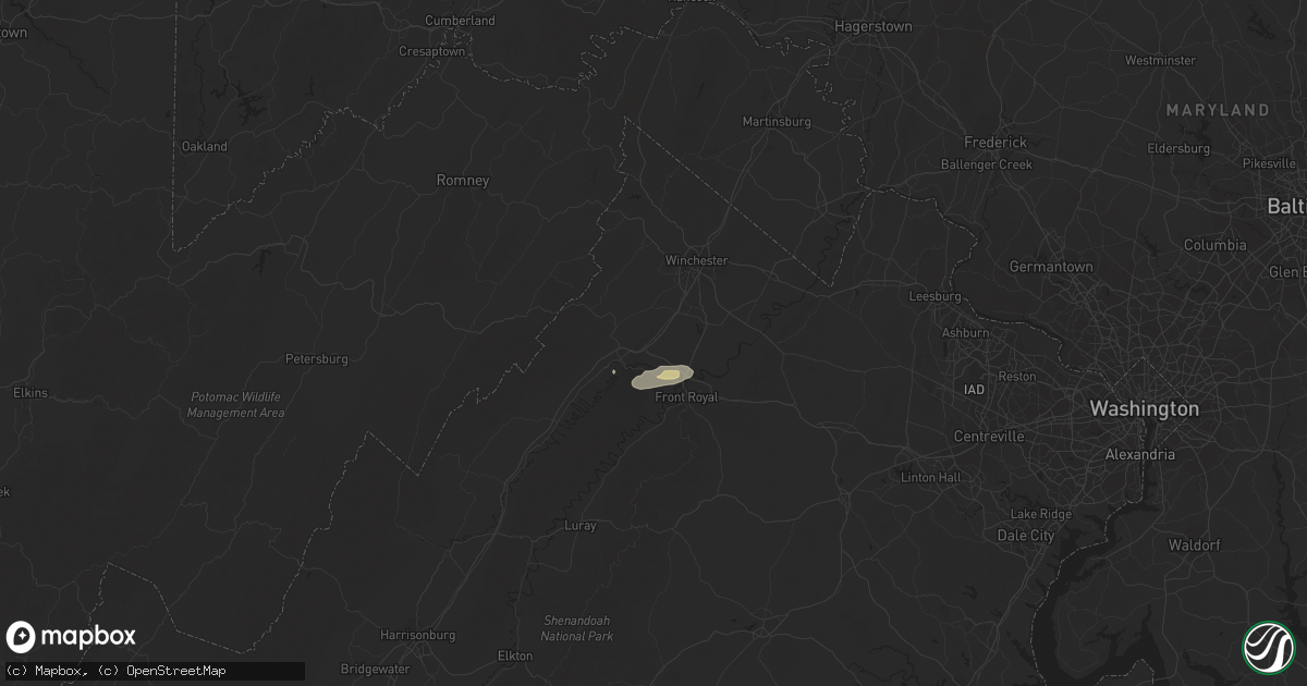 Hail map in Middletown, VA on October 4, 2021