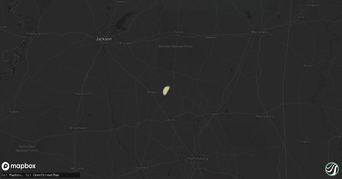 Hail map in Mize, MS on October 4, 2021